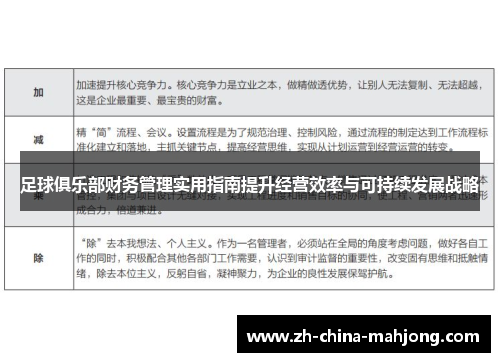 足球俱乐部财务管理实用指南提升经营效率与可持续发展战略 足球俱乐部财务管理实用指南提升经营效率与可持续发展战略